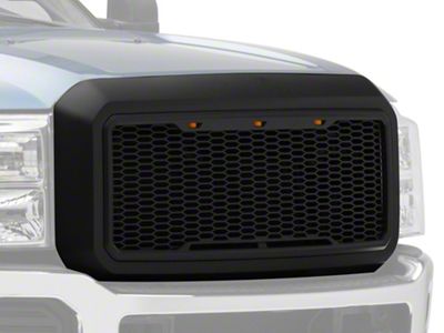 RedRock Baja Upper Replacement Grille with LED; Matte Black (11-16 F-350 Super Duty)