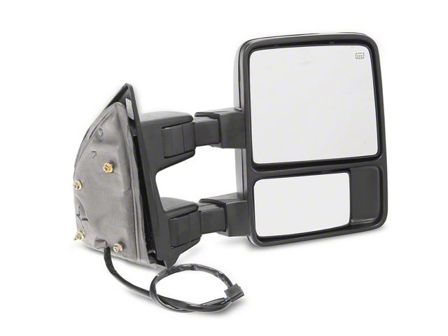 RedRock Powered Heated Towing Mirror with Amber LED Turn Signal; Black; Passenger Side (11-16 F-350 Super Duty)
