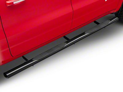 RedRock 4-Inch Oval Straight End Side Step Bars; Black (19-24 RAM 1500 Crew Cab)