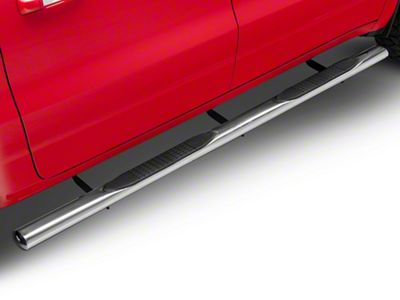 RedRock 4-Inch Oval Straight End Side Step Bars; Stainless Steel (19-24 RAM 1500 Crew Cab)