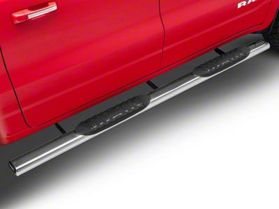 RedRock 5-Inch Ival Straight End Side Step Bars; Stainless Steel (19-24 RAM 1500 Crew Cab)