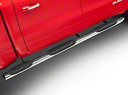 RedRock 5-Inch Oval Bent End Wheel to Wheel Side Step Bars; Stainless Steel (19-25 RAM 1500 Crew Cab w/ 5.7-Foot Box)