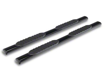 RedRock 5-Inch Oval Straight End Side Step Bars; Black (19-24 RAM 1500 Quad Cab)