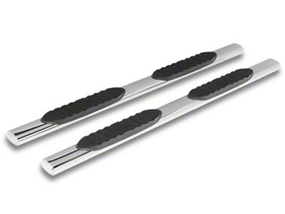 RedRock 5-Inch Oval Straight End Side Step Bars; Stainless Steel (19-24 RAM 1500 Quad Cab)