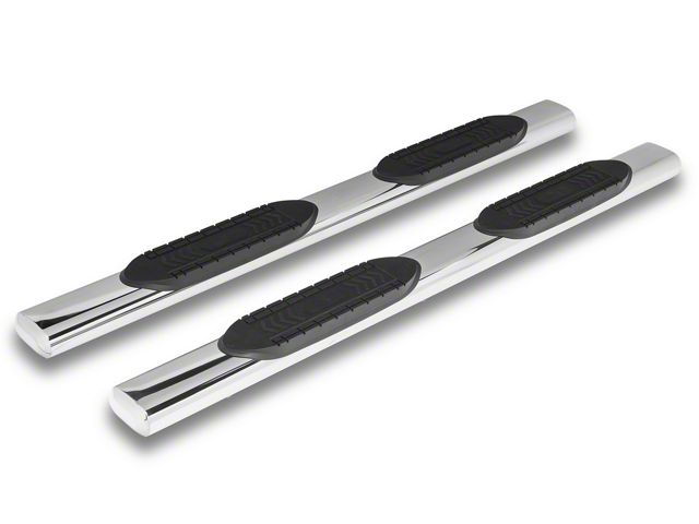 RedRock 6-Inch Oval Straight End Side Step Bars; Stainless Steel (19-24 RAM 1500 Quad Cab)