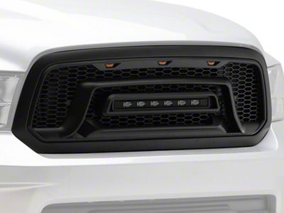 RedRock Armor Upper Replacement Grille with LED Off Road Lights and DRL (13-18 RAM 1500, Excluding Rebel)