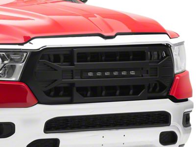 RedRock Full Upper Replacement Grille with LED Off-Road Light Bar (19-24 RAM 1500 Big Horn, Laramie, Lone Star, Tradesman)