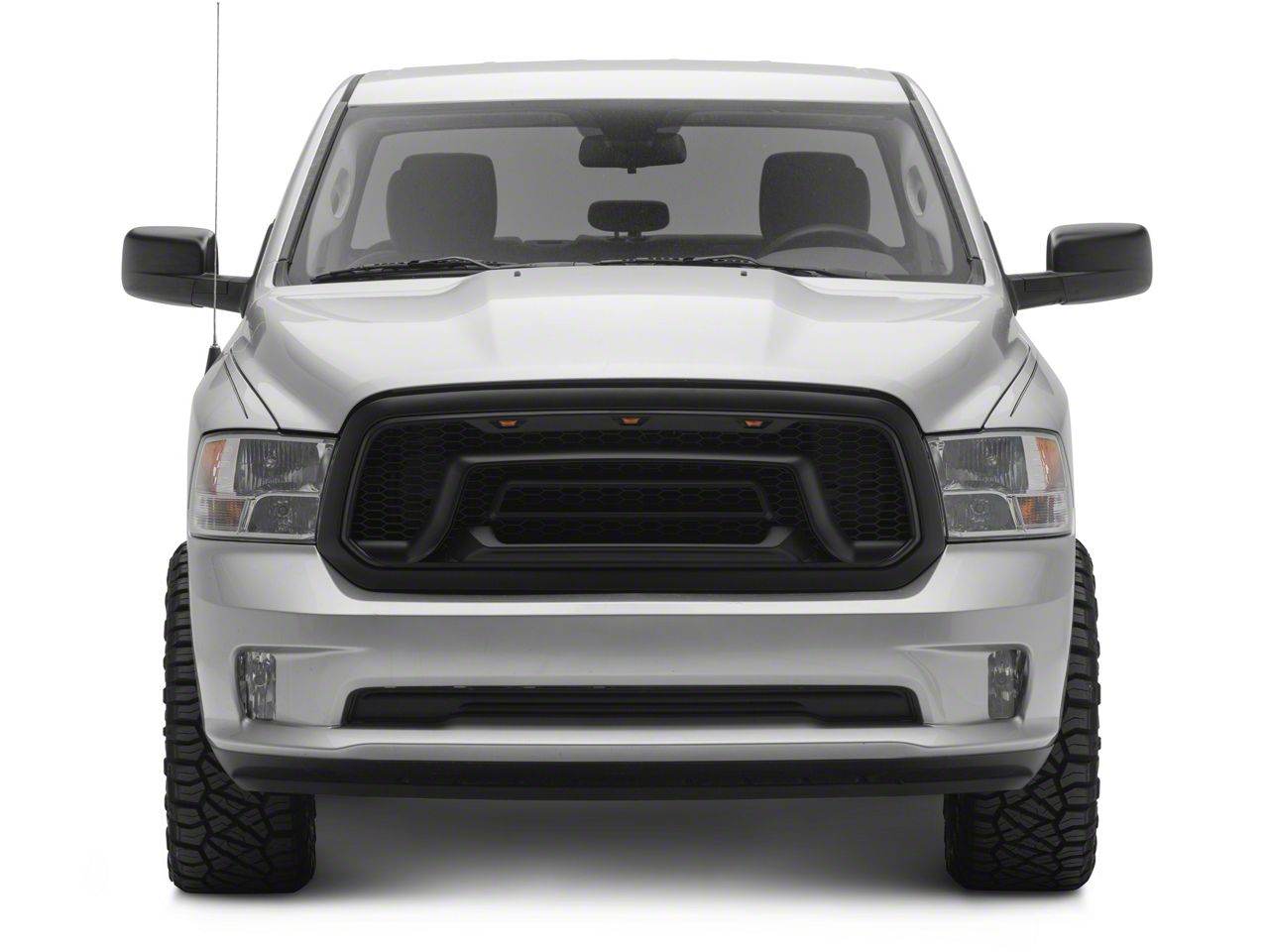 thumbnail image 2 of Front Bumper Grille For 2013-2018 Dodge Ram 1500 – Rebel Style, Black Mesh With LED & Letters 2 of 5