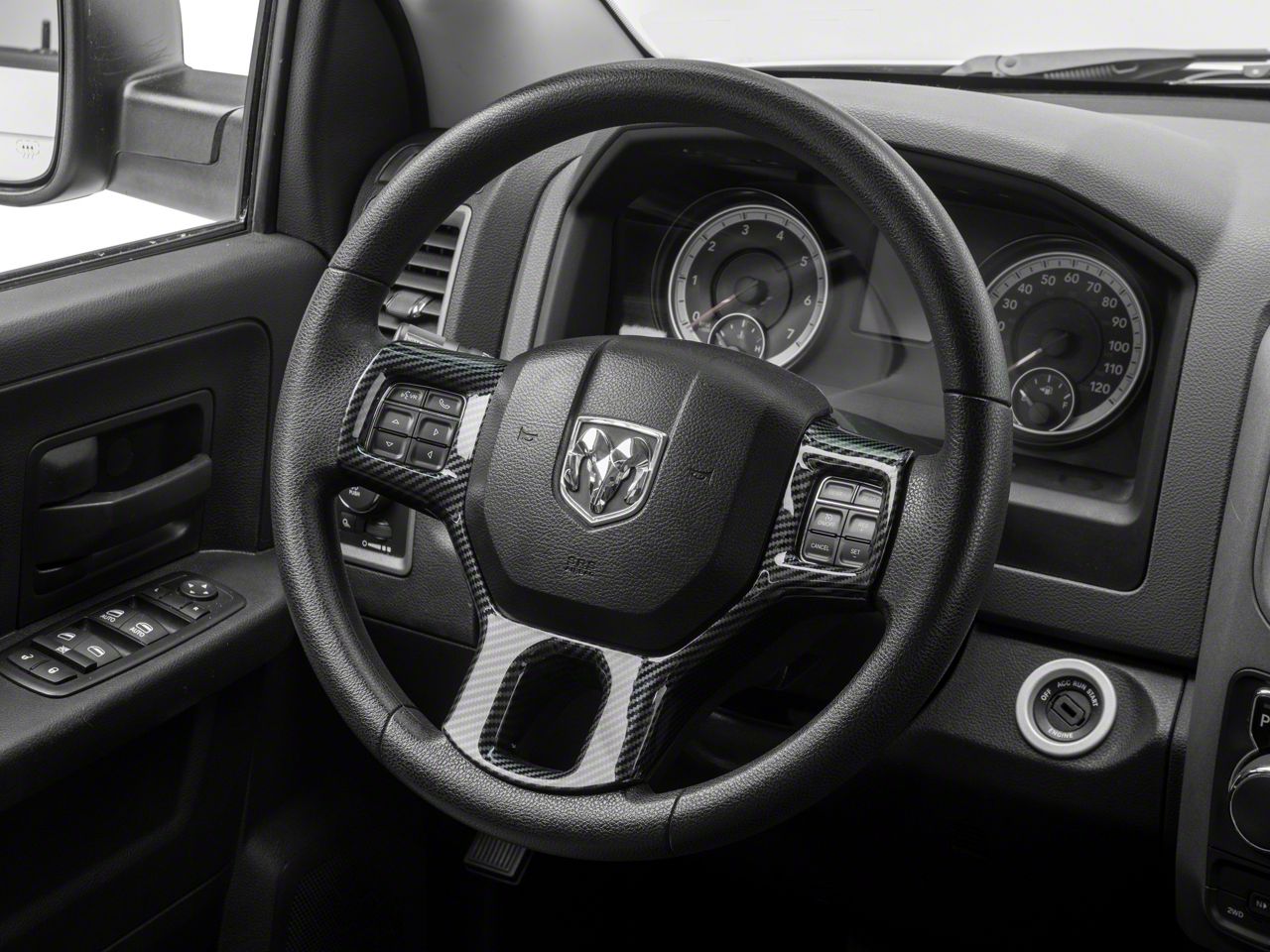 Carbon Fiber Steering Wheel Frame Cover Trim Accessories For Dodge Ram 1500 18