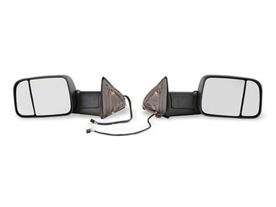 RedRock Powered Heated Towing Mirrors with Smoked Turn Signals; Black (10-18 RAM 3500)