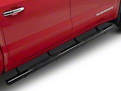 RedRock 4-Inch Oval Straight Side Step Bars; Black (19-25 Sierra 1500 Crew Cab)