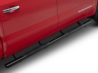 RedRock 4-Inch Oval Straight Side Step Bars; Black (19-25 Sierra 1500 Crew Cab)