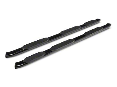 RedRock 5-Inch Oval Bent Wheel to Wheel Side Step Bars; Black (19-24 Sierra 1500 Double Cab)