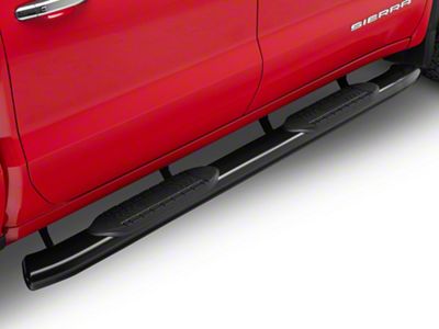 RedRock 6-Inch Oval Bent End Side Step Bars; Black (19-24 Sierra 1500 Crew Cab)