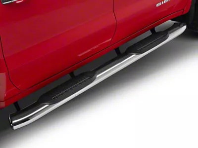 RedRock 6-Inch Oval Bent End Side Step Bars; Stainless Steel (19-24 Sierra 1500 Crew Cab)