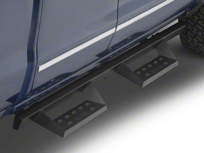 RedRock 4-Inch Drop TC1 Running Boards; Textured Black (07-18 Silverado 1500 Extended/Double Cab)