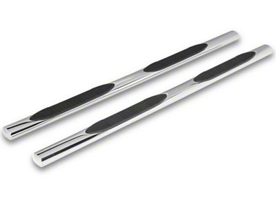 RedRock 4-Inch Oval Straight Side Step Bars; Stainless Steel (19-24 Silverado 1500 Double Cab)