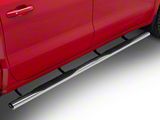 RedRock 4-Inch Oval Straight Side Step Bars; Stainless Steel (19-26 Silverado 1500 Crew Cab)