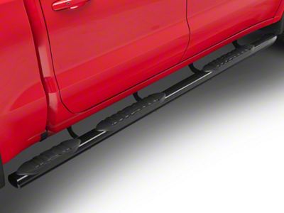 RedRock 5-Inch Oval Bent Wheel to Wheel Side Step Bars; Black (19-25 Silverado 1500 Crew Cab w/ 5.80-Foot Short Box)