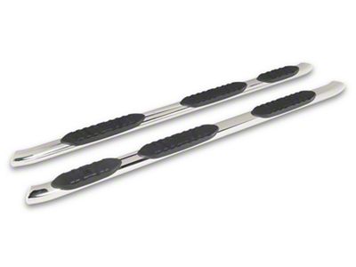 RedRock 5-Inch Oval Bent Wheel to Wheel Side Step Bars; Stainless Steel (19-24 Silverado 1500 Double Cab)