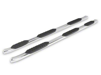 RedRock 5-Inch Oval Bent Wheel to Wheel Side Step Bars; Stainless Steel (19-25 Silverado 1500 Crew Cab w/ 6.50-Foot Standard Box)