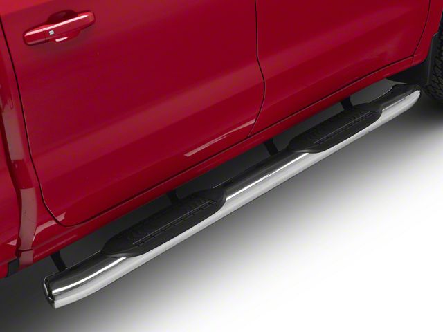 RedRock 6-Inch Oval Bent End Side Step Bars; Stainless Steel (19-24 Silverado 1500 Crew Cab)
