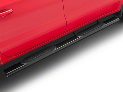 RedRock 6-Inch Oval Straight End Side Step Bars; Black (19-25 Silverado 1500 Crew Cab)