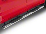 RedRock 6-Inch Oval Straight End Side Step Bars; Stainless Steel (19-26 Silverado 1500 Crew Cab)