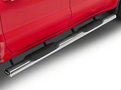 RedRock 6-Inch Oval Straight End Side Step Bars; Stainless Steel (19-25 Silverado 1500 Crew Cab)