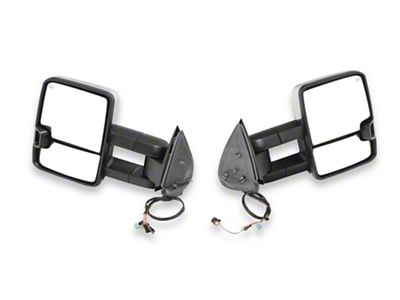 RedRock Powered Heated Tow Mirrors with Arrow on Glass Smoked Amber LED Turn Signal; Chrome (03-06 Silverado 1500)