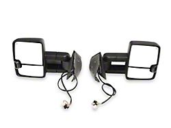RedRock Powered Heated Tow Mirrors with Arrow on Glass Smoked Amber LED Turn Signal; Textured Black (07-13 Silverado 1500)