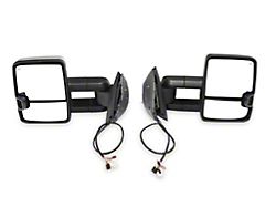 RedRock Powered Heated Tow Mirrors with Arrow on Glass Smoked Amber LED Turn Signal; Chrome (07-13 Silverado 1500)