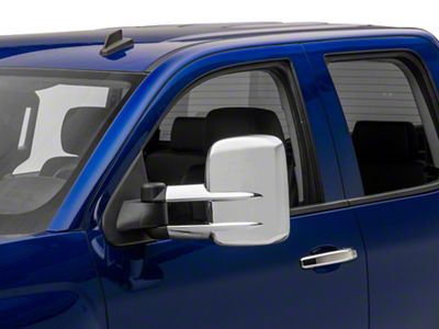 RedRock Telescopic Towing Mirror Covers; Chrome (03-15 Silverado 1500)