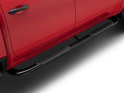 RedRock 4-Inch Oval Bent End Side Step Bars; Black (20-25 Silverado 2500 HD Crew Cab)