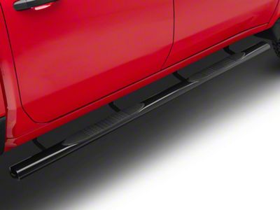 RedRock 4-Inch Oval Straight Side Step Bars; Black (20-24 Silverado 2500 HD Crew Cab)