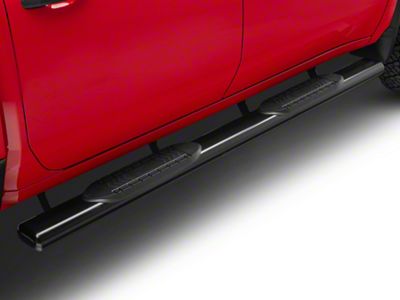 RedRock 6-Inch Oval Straight End Side Step Bars; Black (20-24 Silverado 2500 HD Crew Cab)