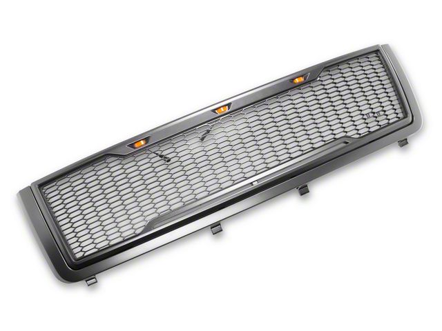 RedRock Baja Upper Replacement Grille with LED Lighting; Charcoal (11-14 Silverado 2500 HD)