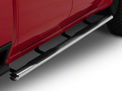 RedRock 4-Inch Oval Straight Side Step Bars; Stainless Steel (20-24 Silverado 3500 HD Crew Cab)