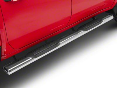 RedRock 6-Inch Oval Straight End Side Step Bars; Stainless Steel (20-24 Silverado 3500 HD Crew Cab)