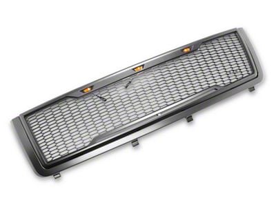 RedRock Baja Upper Replacement Grille with LED Lighting; Charcoal (11-14 Silverado 3500 HD)