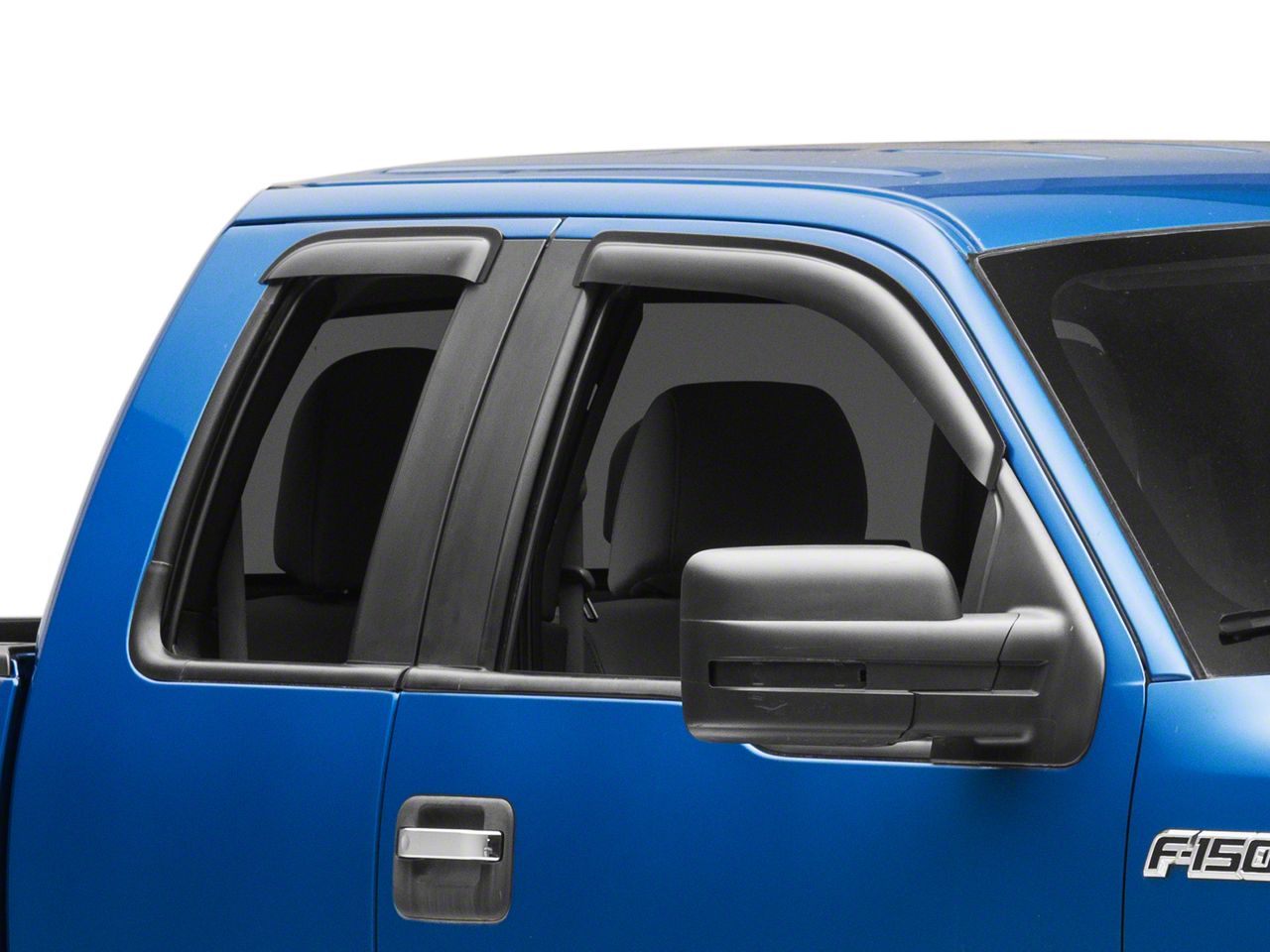 In-Channel Window Vent Visor Rain Guards For 2009-2014 Ford F-150 SuperCrew, Dark Smoke