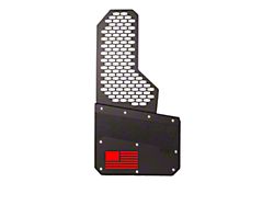 REK-mesh X Merica Universal Offset XL 10-Inch Wide Mud Flaps with Red Logo; Front or Rear (Universal; Some Adaptation May Be Required)
