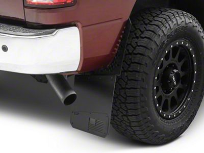 REK-mesh X Merica Universal Offset XL 12-Inch Wide Mud Flaps with Black Logo; Front or Rear (Universal; Some Adaptation May Be Required)