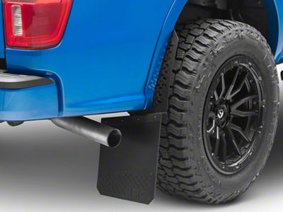 REK-mesh Universal Offset XL 12-Inch Wide Mud Flaps with Black Logo; Front or Rear (Universal; Some Adaptation May Be Required)