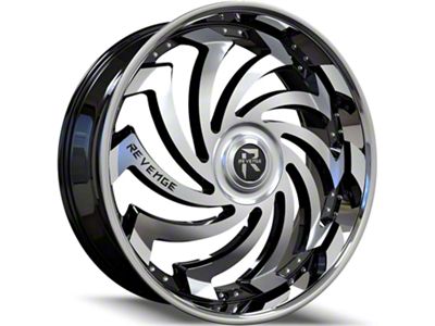 Revenge Luxury Wheels RL-108 Big Floater Black Machined Chrome SSL 6-Lug Wheel; 24x9; 25mm Offset (14-18 Silverado 1500)