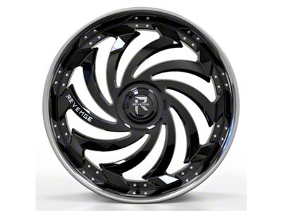 Revenge Luxury Wheels RL-108 Big Floater Black Machined Chrome SSL 6-Lug Wheel; 28x9.5; 25mm Offset (14-18 Silverado 1500)
