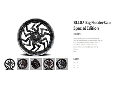 Revenge Luxury Wheels RL-107 Big Floater Black Machined Chrome SSL 6-Lug Wheel; 28x9.5; 25mm Offset (99-06 Silverado 1500)