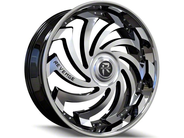 Revenge Luxury Wheels RL-108 Big Floater Black Machined Chrome SSL 6-Lug Wheel; 24x9; 25mm Offset (99-06 Silverado 1500)