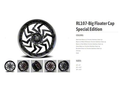 Revenge Luxury Wheels RL-107 Big Floater Black Machined Chrome SSL 6-Lug Wheel; 28x9.5; 25mm Offset (19-24 Silverado 1500)