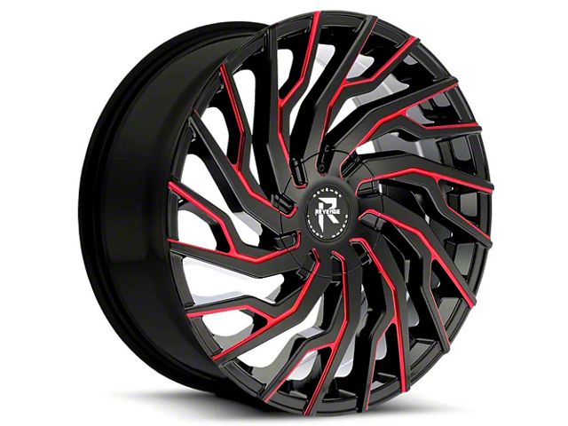 Revenge Luxury Wheels RL-101 Black Paint Red Milled 6-Lug Wheel; 24x9; 25mm Offset (07-14 Yukon)